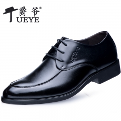 爵爷2015春秋商务正装男士皮鞋透气超纤皮男鞋 黑色 38