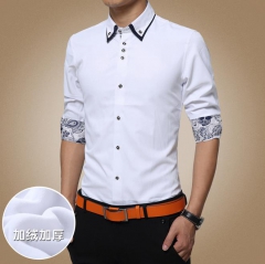 2015新款保暖加绒修身衬衫 白色 M